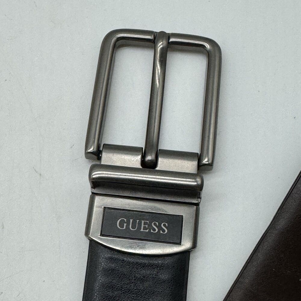 Guess Reversible Men's L (38-40) Belt Black & Brown Gunmetal Buckle 11GO02XZ50